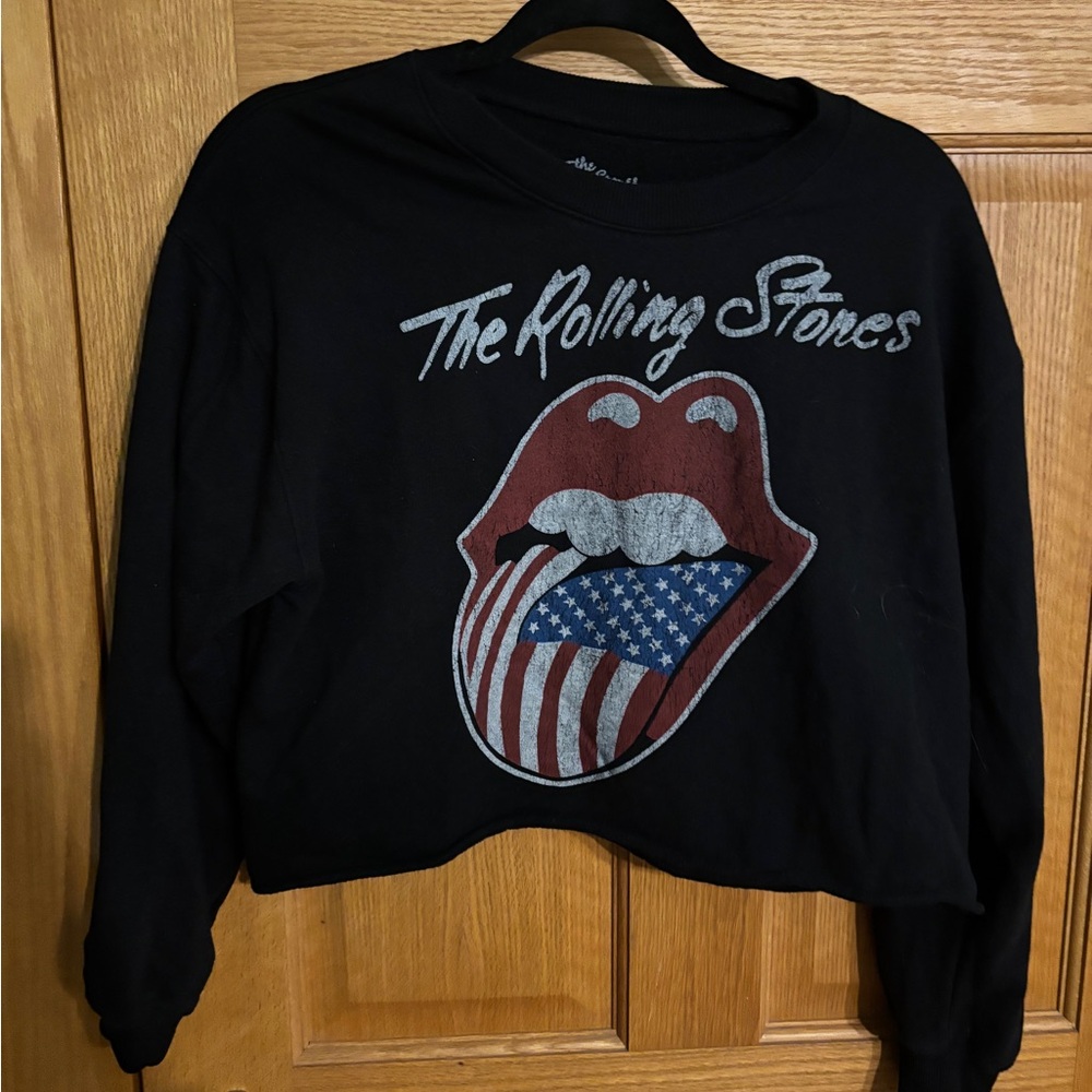 The Rolling Stones Black Sweater with Red and Blue Graphic